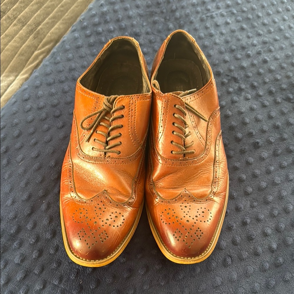 Stacy Adams Cognac Leather Wingtip Oxfords